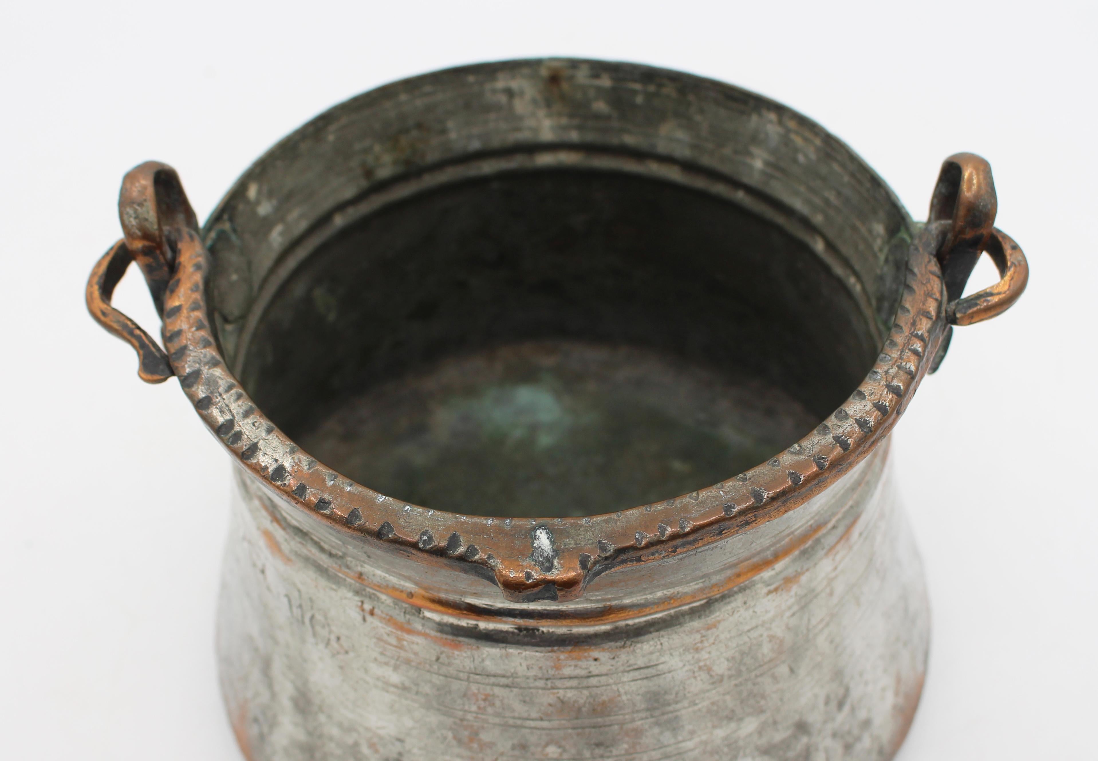 Dated 1894 Armenian Tinned Copper Cooking or Yogurt Pot For Sale 1