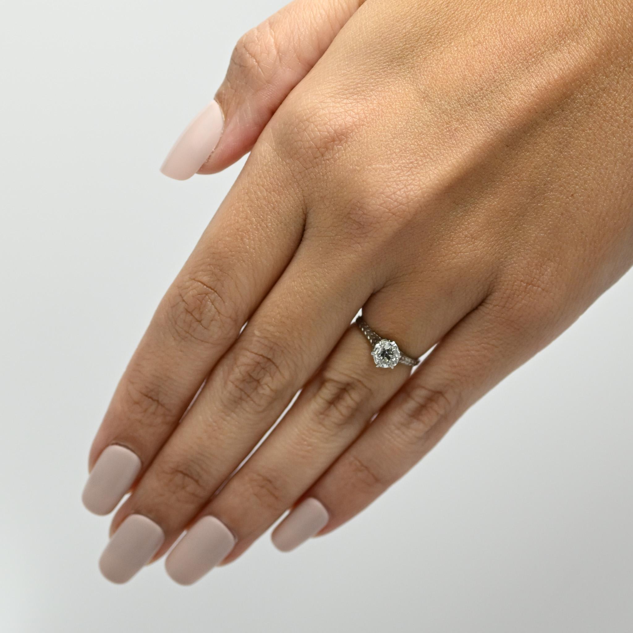 Dated 1901 Edwardian Platinum 1.0CT Diamond Cathedral Shank Engagement Ring 5