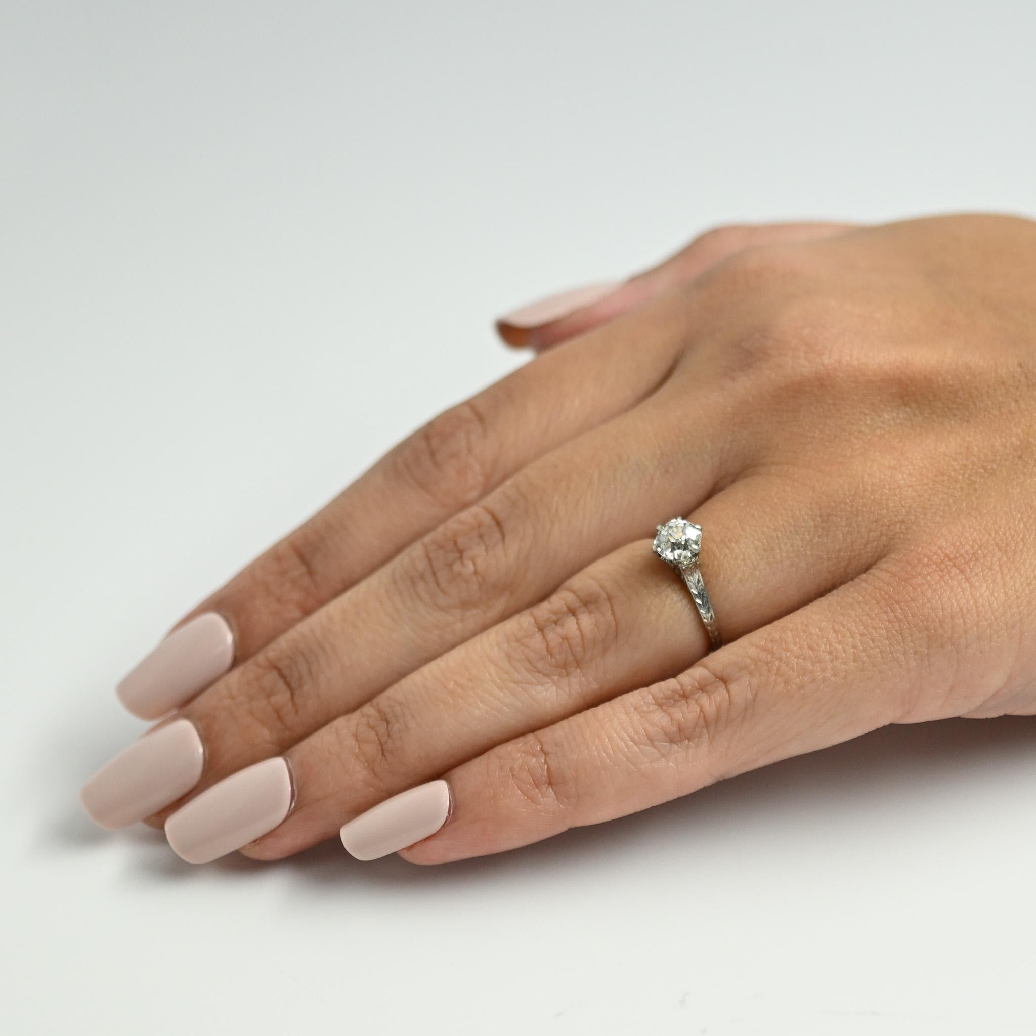 Dated 1901 Edwardian Platinum 1.0CT Diamond Cathedral Shank Engagement Ring 6