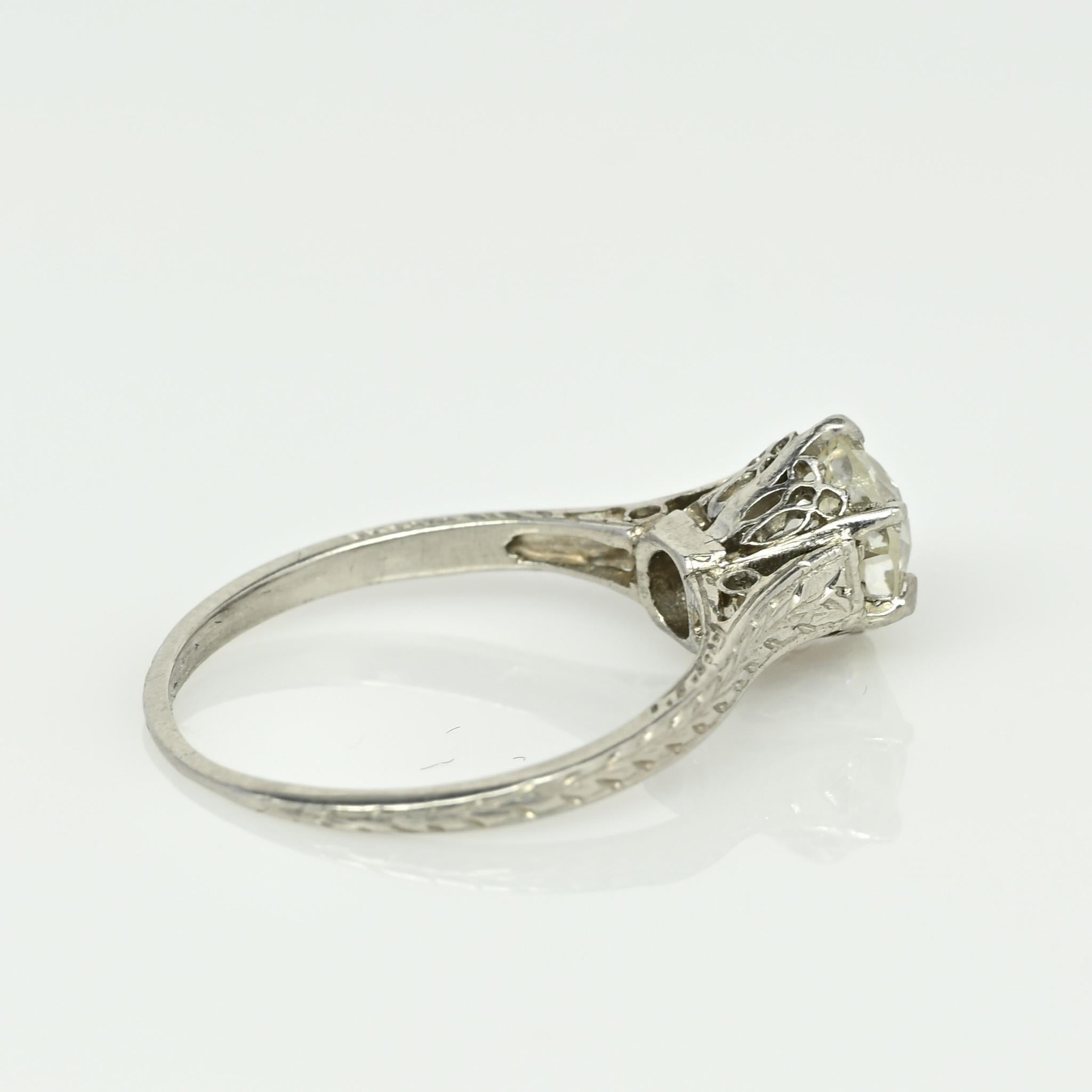 Women's Dated 1901 Edwardian Platinum 1.0CT Diamond Cathedral Shank Engagement Ring