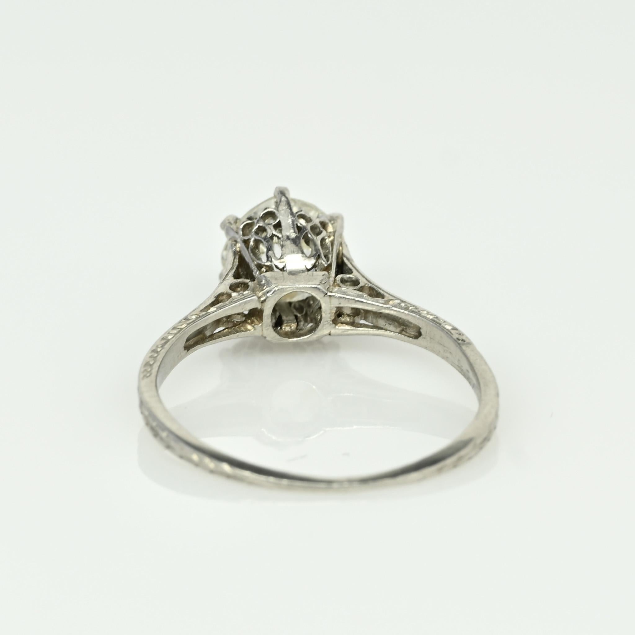 Dated 1901 Edwardian Platinum 1.0CT Diamond Cathedral Shank Engagement Ring 2