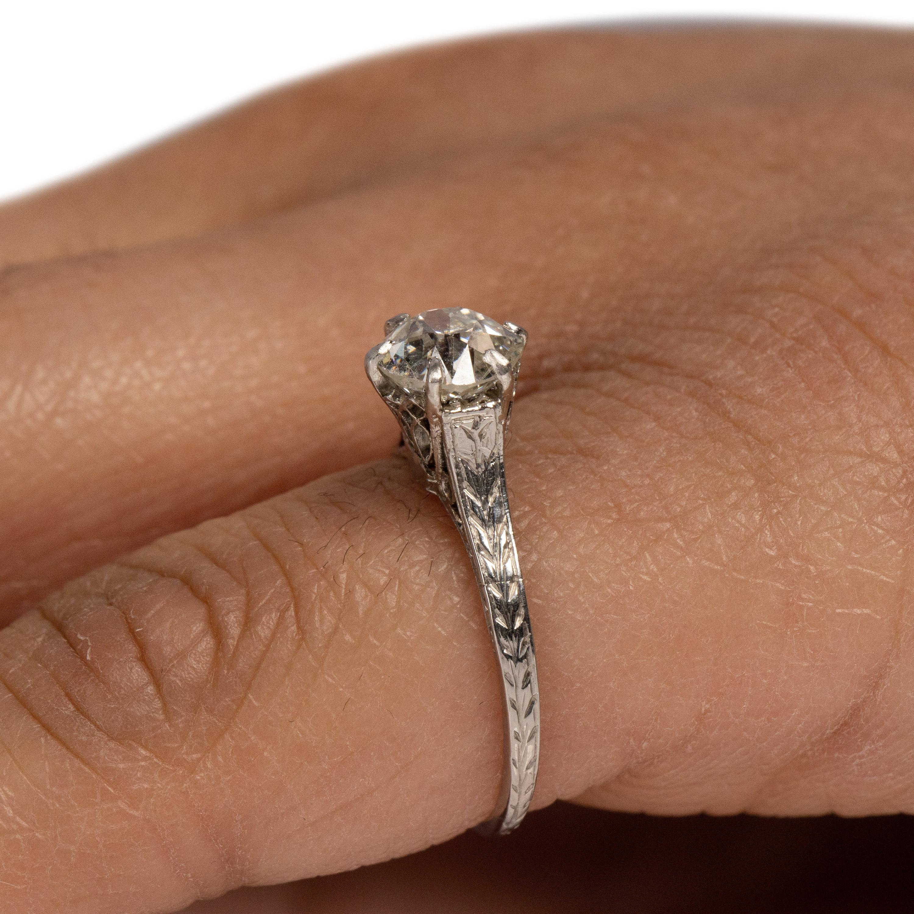 Dated 1901 Edwardian Platinum 1.0CT Diamond Cathedral Shank Engagement Ring For Sale 3