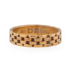 Dated 1902 Chester Assayed 18K Gold Weave Design Stackable Band -190072222