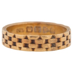 Dated 1902 Chester Assayed 18K Gold Weave Design Stackable Band -190072222