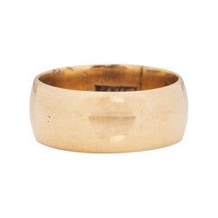 Dated 1905 14K Yellow Gold Smooth Finish Antique Wide Stackable Wedding Band
