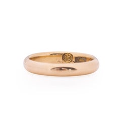 Dated 1909 Vintage 18k Yellow Gold Comfort Fit Men's Stackable Wedding Band