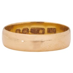 Dated 1911 Edwardian 22K British Hallmarked Wide Unisex Stackable Wedding Band