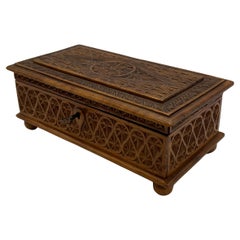 Dated 1911 Primitive Antique Hand-carved Box, RUSTIC Memory & Keepsake Box