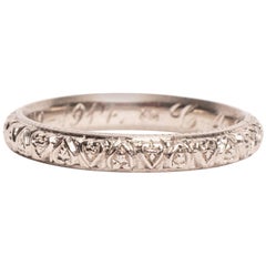 Dated 1914 Edwardian Platinum Etched Design Band