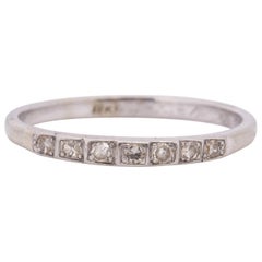 Dated 1922 Art Deco 18 Karat White Gold Single Cut Diamond Antique Wedding Band