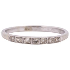 Dated 1922 Art Deco 18 Karat White Gold Single Cut Diamond Antique Wedding Band