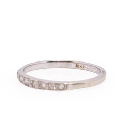 Dated 1922 Art Deco 18 Karat White Gold Single Cut Diamond Antique Wedding Band