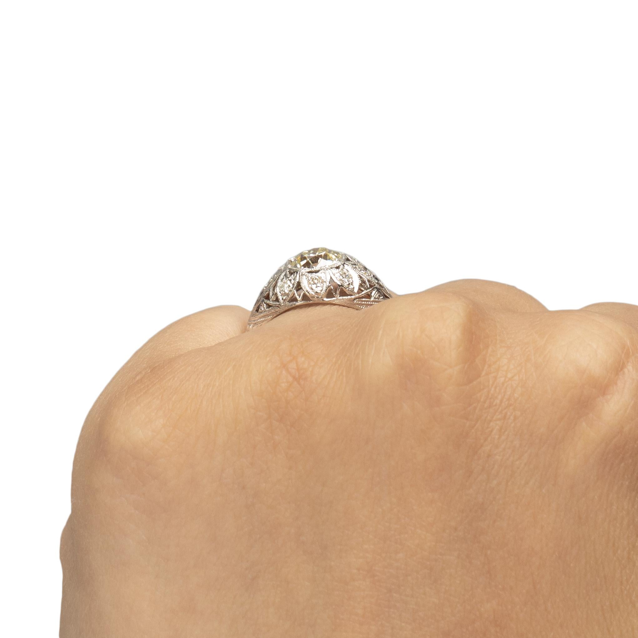 1927 datiert Art Deco Platin Solitär Diamant Verlobungsring mit altem europäischen Schliff für Damen oder Herren