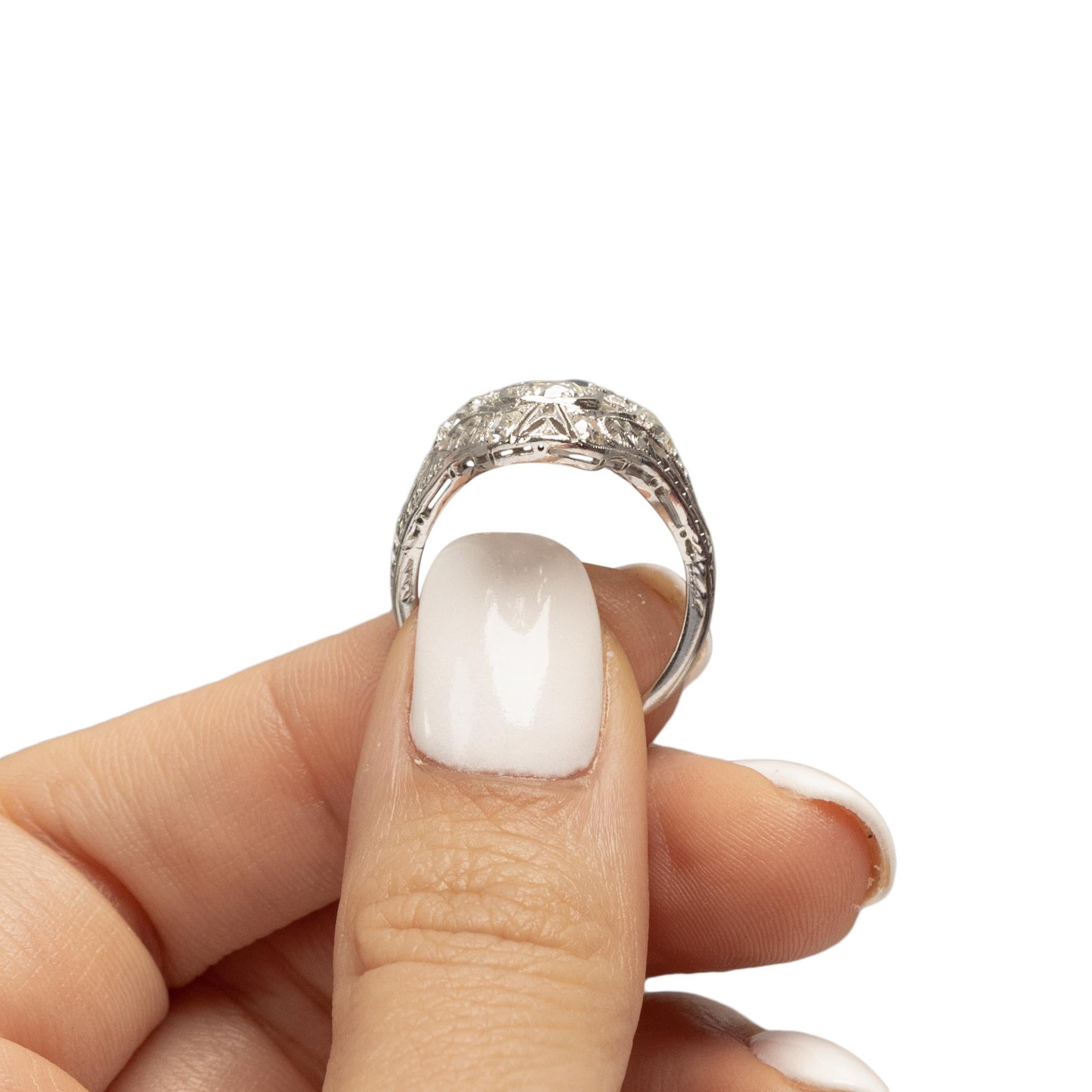 1927 datiert Art Deco Platin Solitär Diamant Verlobungsring mit altem europäischen Schliff 2