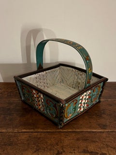 Dated 1938 Norwegian Rosemaling Basket – Hand-Painted Telemark Folk Art