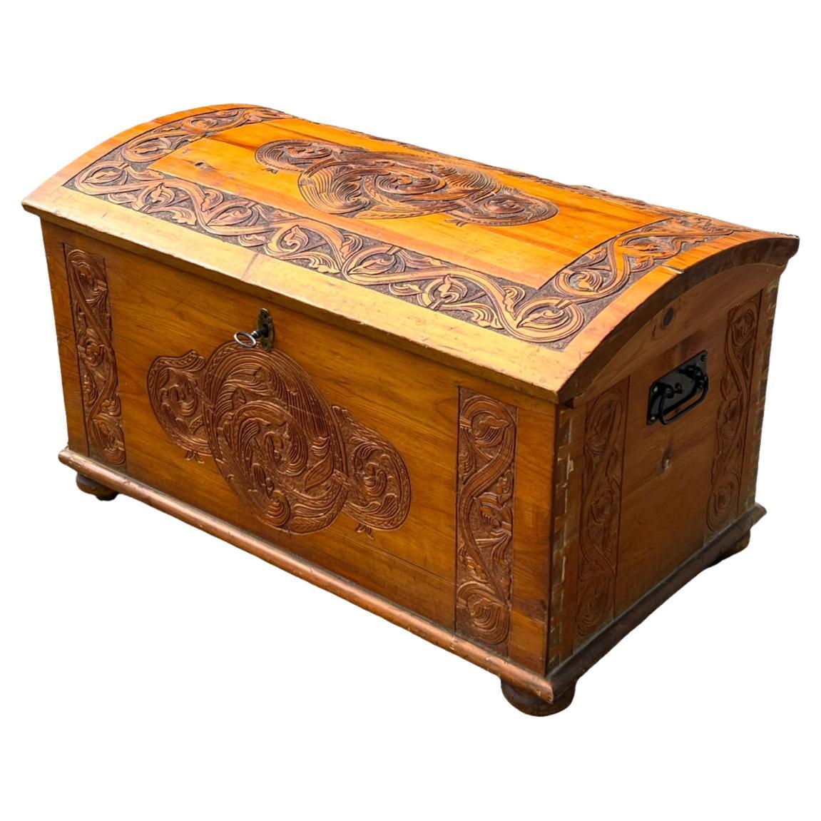 Dated 1942 Handcrafted Nature Pine Trunk by Magnus Dagestad(1865-1957), Norway For Sale