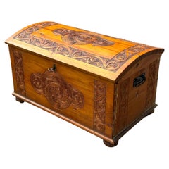 Dated 1942 Handcrafted Nature Pine Trunk by Magnus Dagestad(1865-1957), Norway