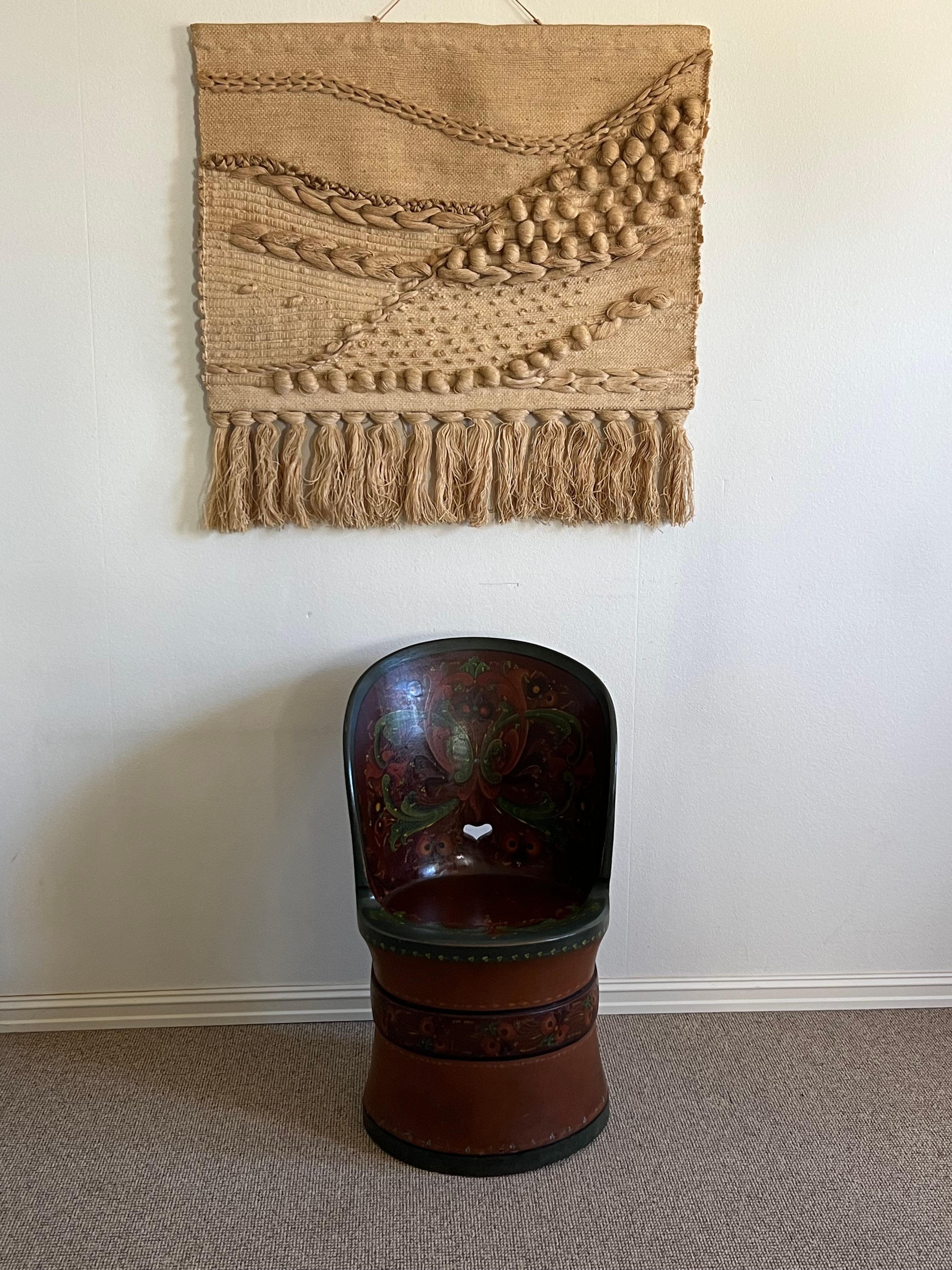 Datiert 1951 Seltener Kubbestol, Telemark Rosemaling von Jon Gjelstad, Norwegen im Angebot 7