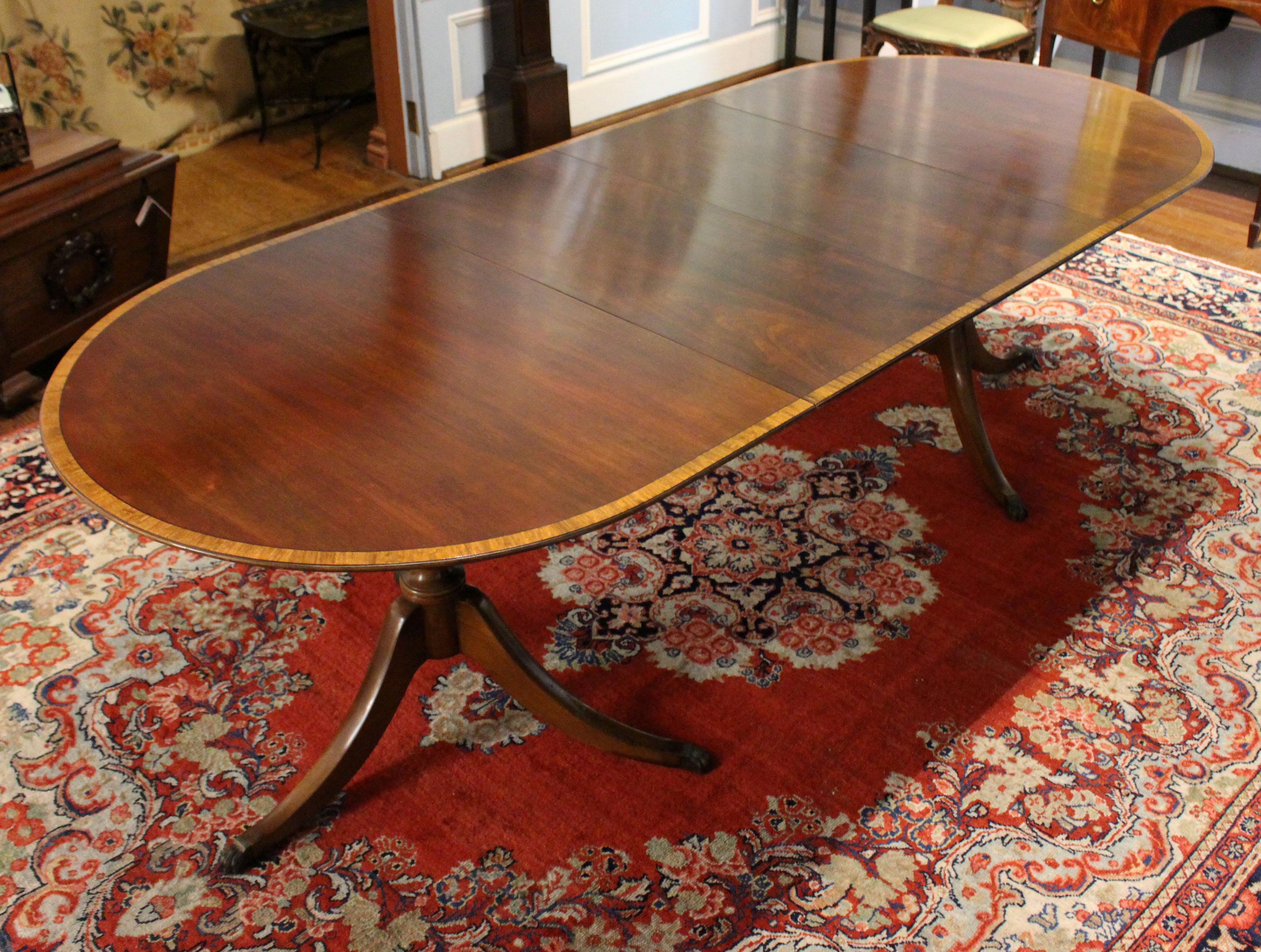 American Dated 1953 Charak Furniture Company Double Pedestal Dining Table