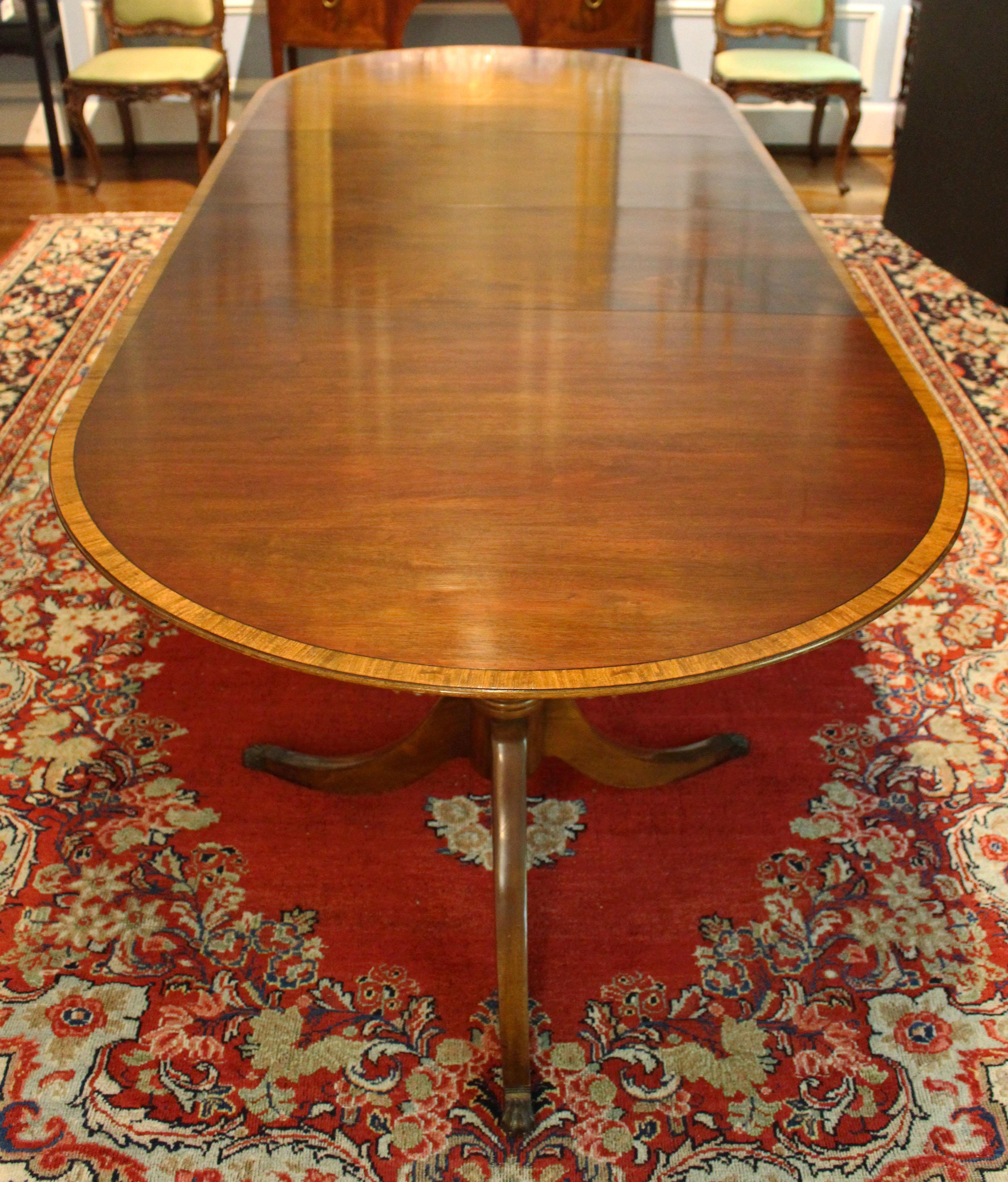 Dated 1953 Charak Furniture Company Double Pedestal Dining Table In Good Condition In Chapel Hill, NC