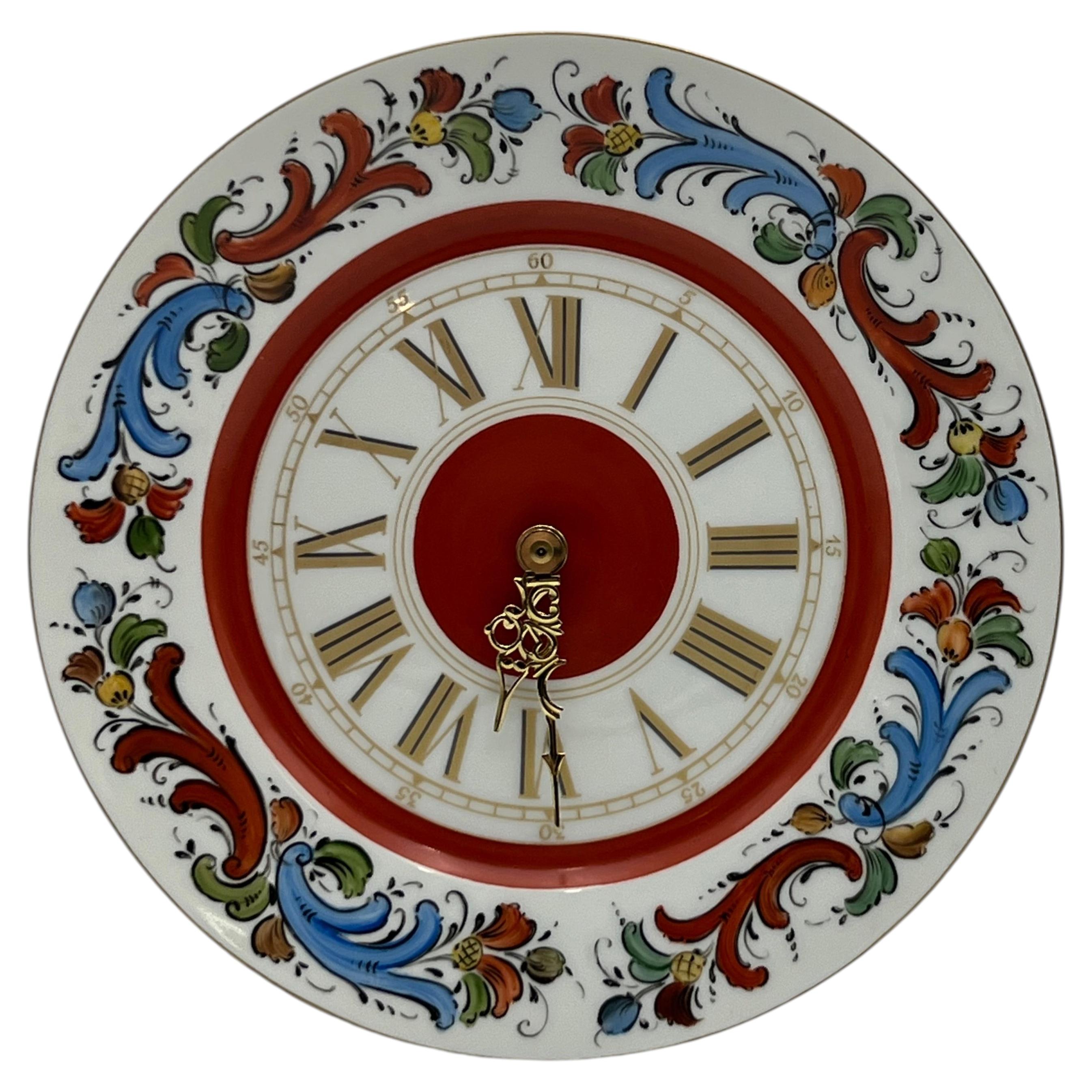 Dated 1976 Norwegian Rosemaling Wall Clock by Ingeborg Aaltvedt For Sale