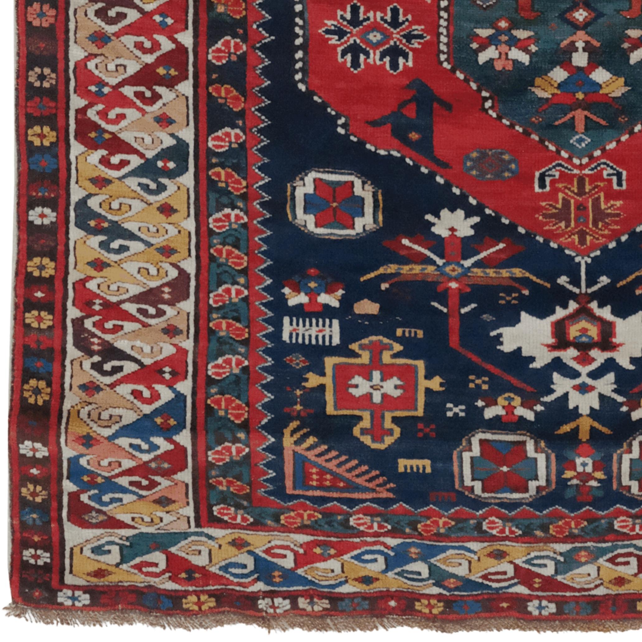 Date : (1251/1835)

This rare Shirvan carpet was meticulously woven in 1835 in the historic Shirvan region of Azerbaijan. The mastery of the artisans of the period and the cultural richness of the region are palpable in every stitch. Adorned with