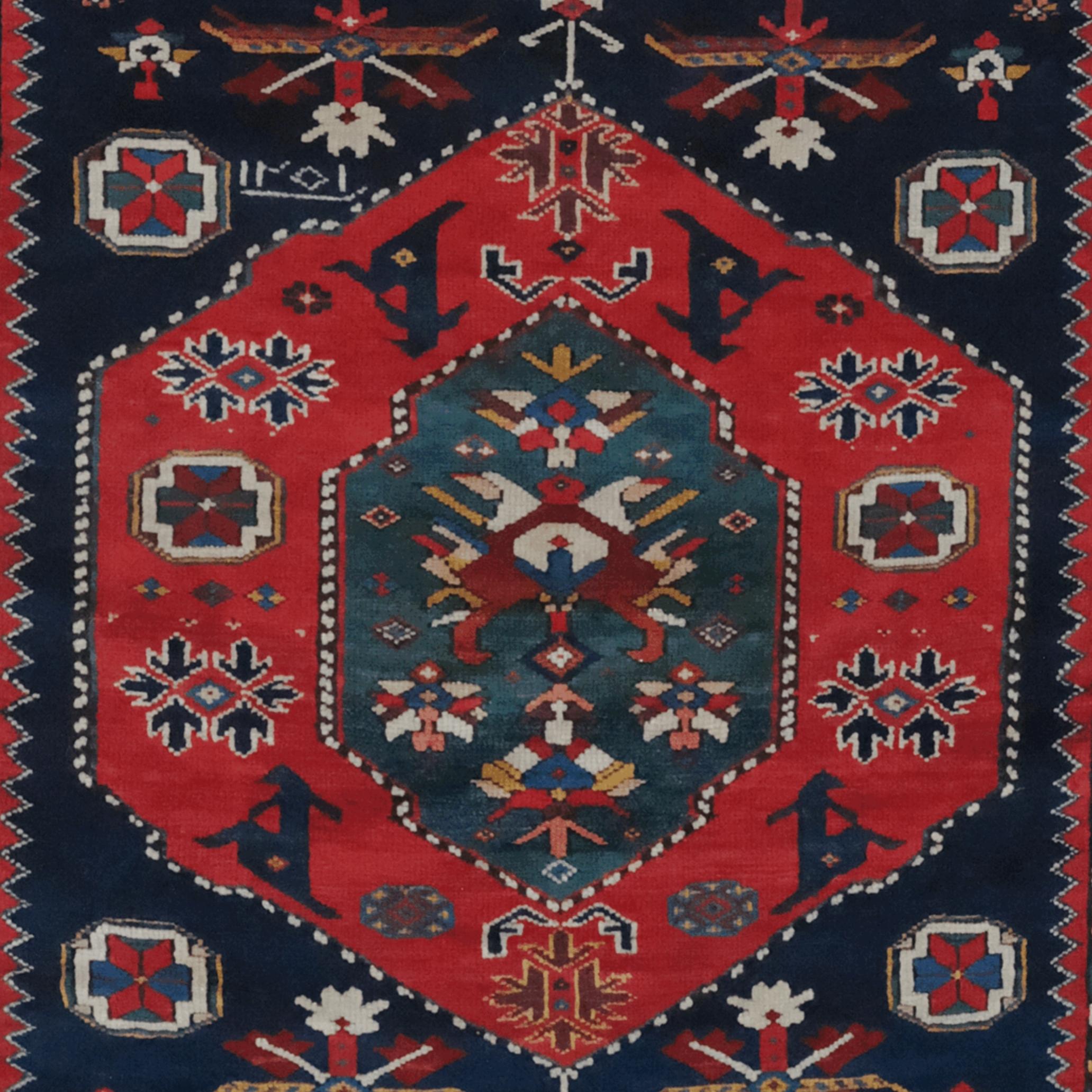 Hand-Woven Dated Caucasian Shirvan Rug (1251/1835) For Sale