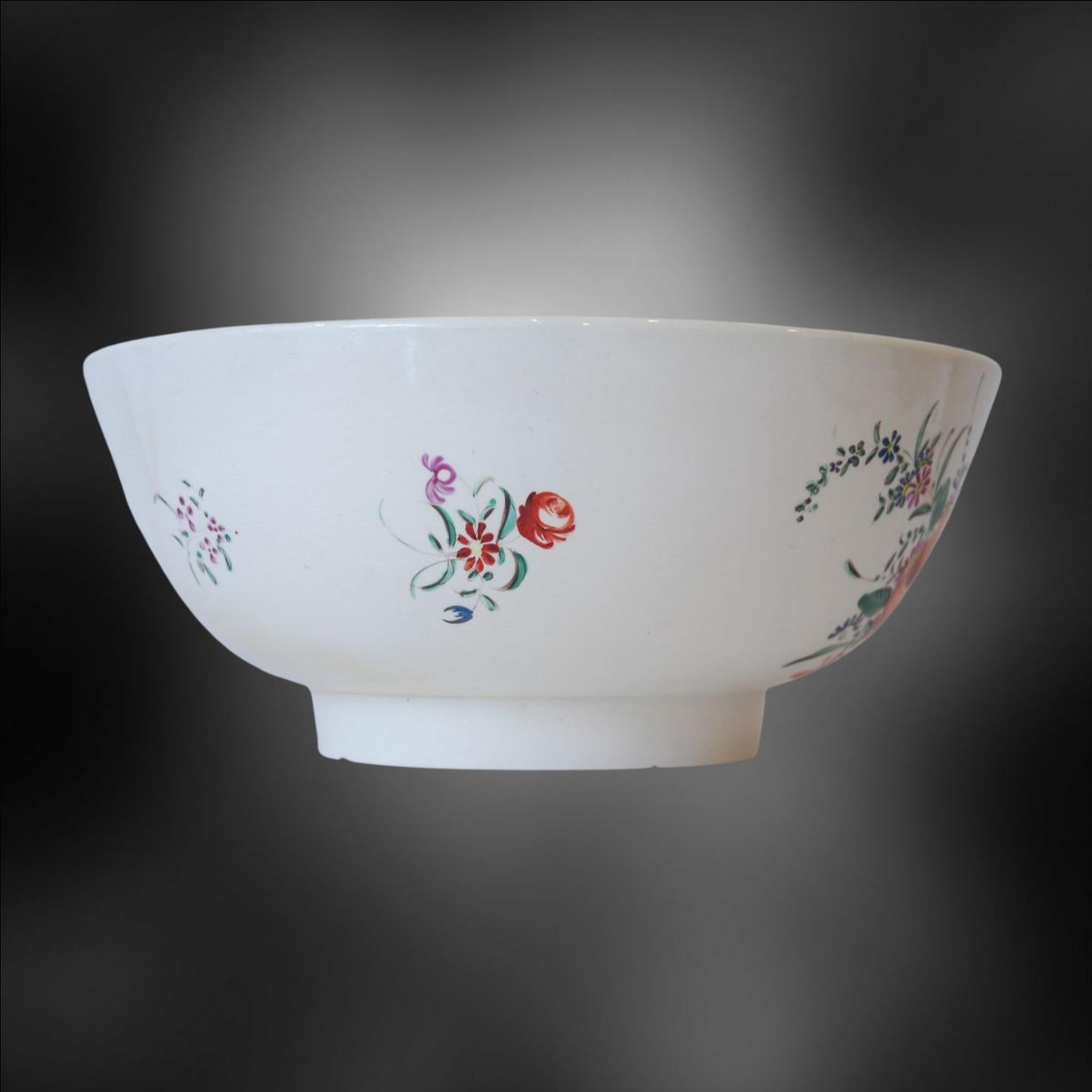 Neoclassical Dated Creamware Punch Bowl, Leeds, 1787 For Sale