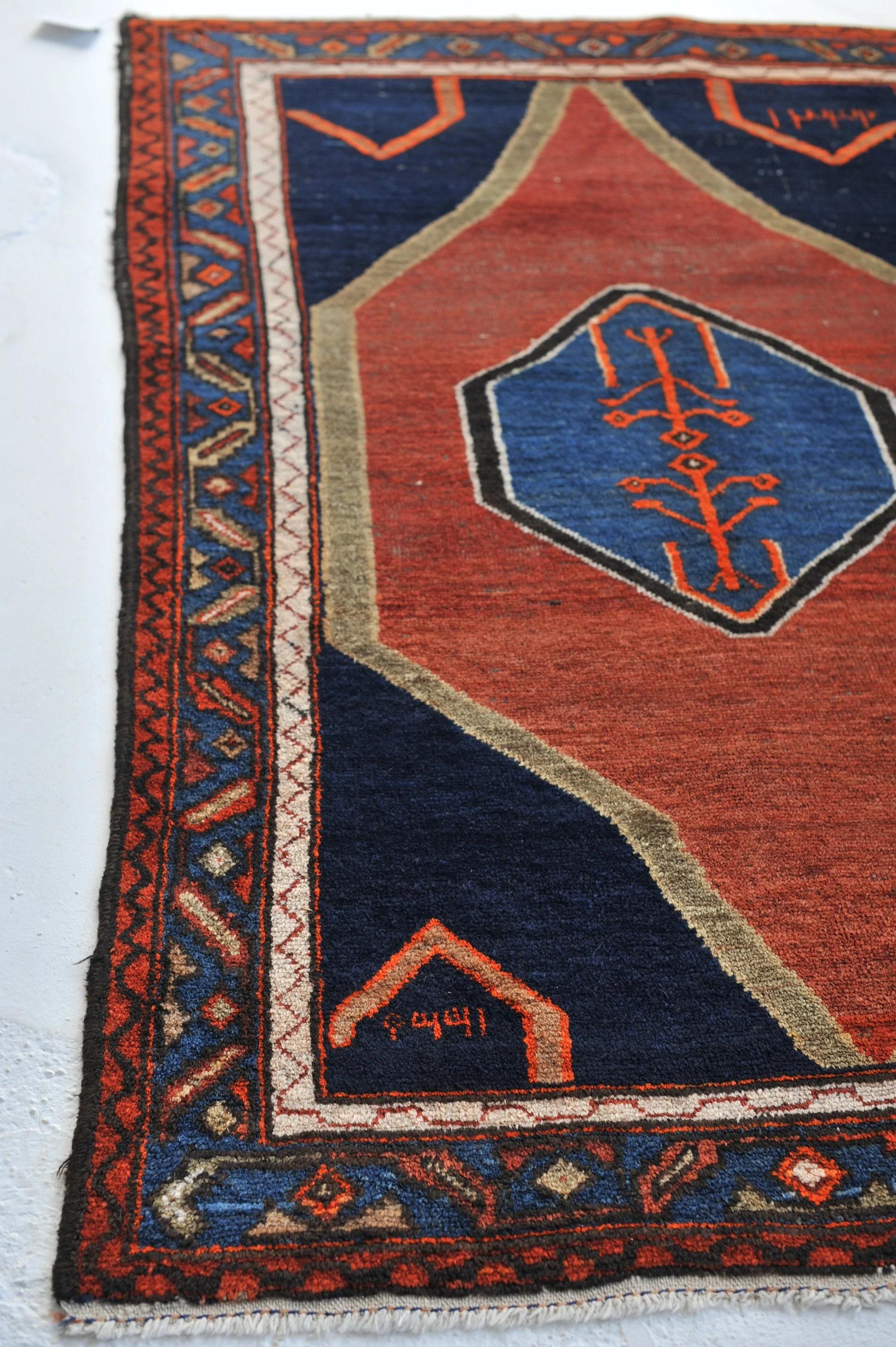 20th Century Dated Minimal Tribal Beauty Antique Rug, 1954 For Sale