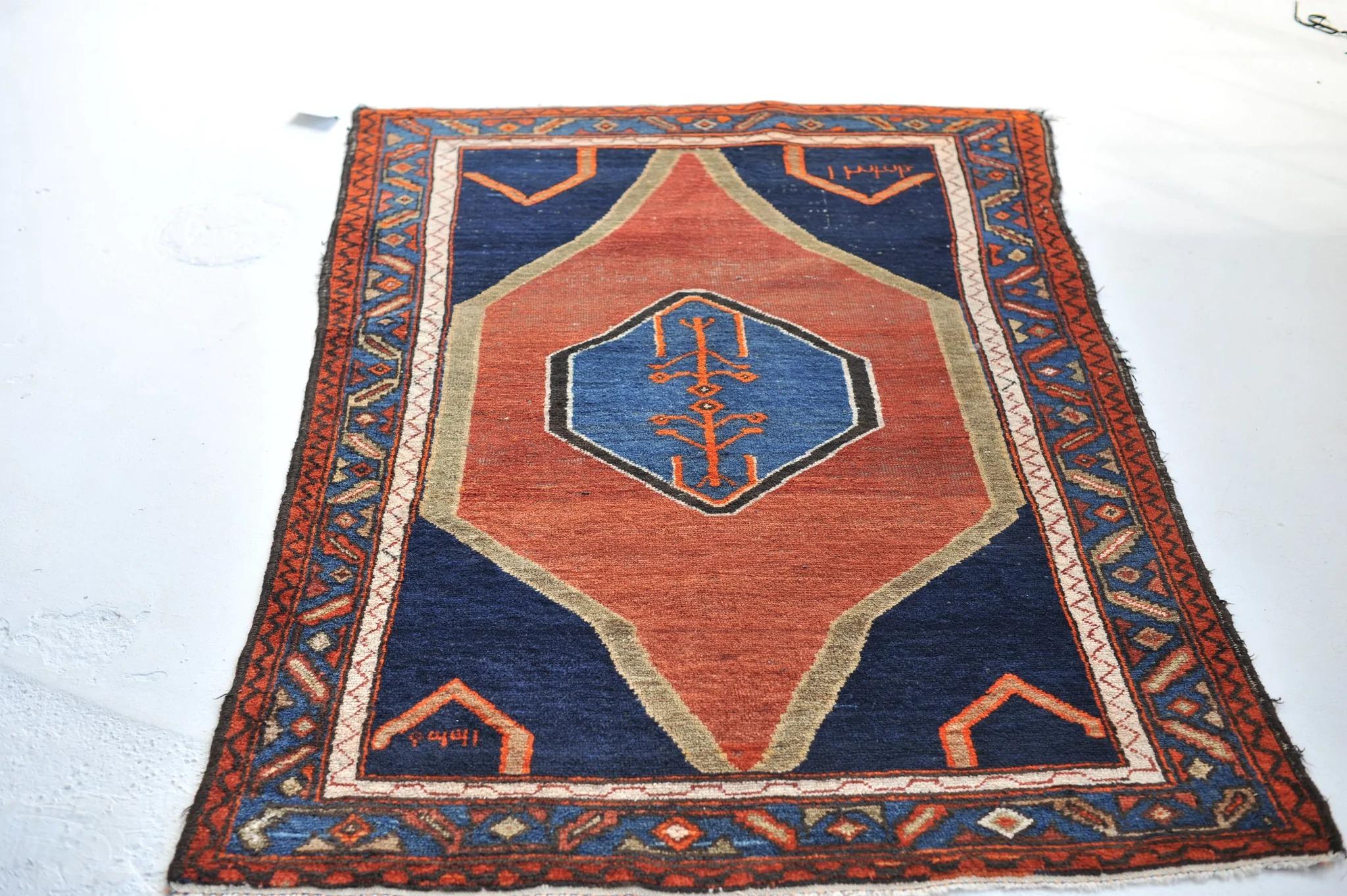 Dated Minimal Tribal Beauty Antique Rug, 1954 For Sale 4