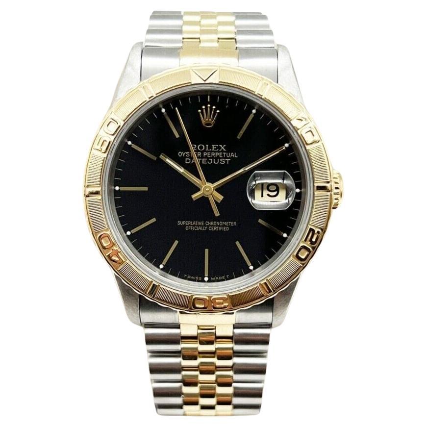 Datejust 16263 Turn-O -Graph Black Dial 18K Yellow Gold & Stainless Steel For Sale