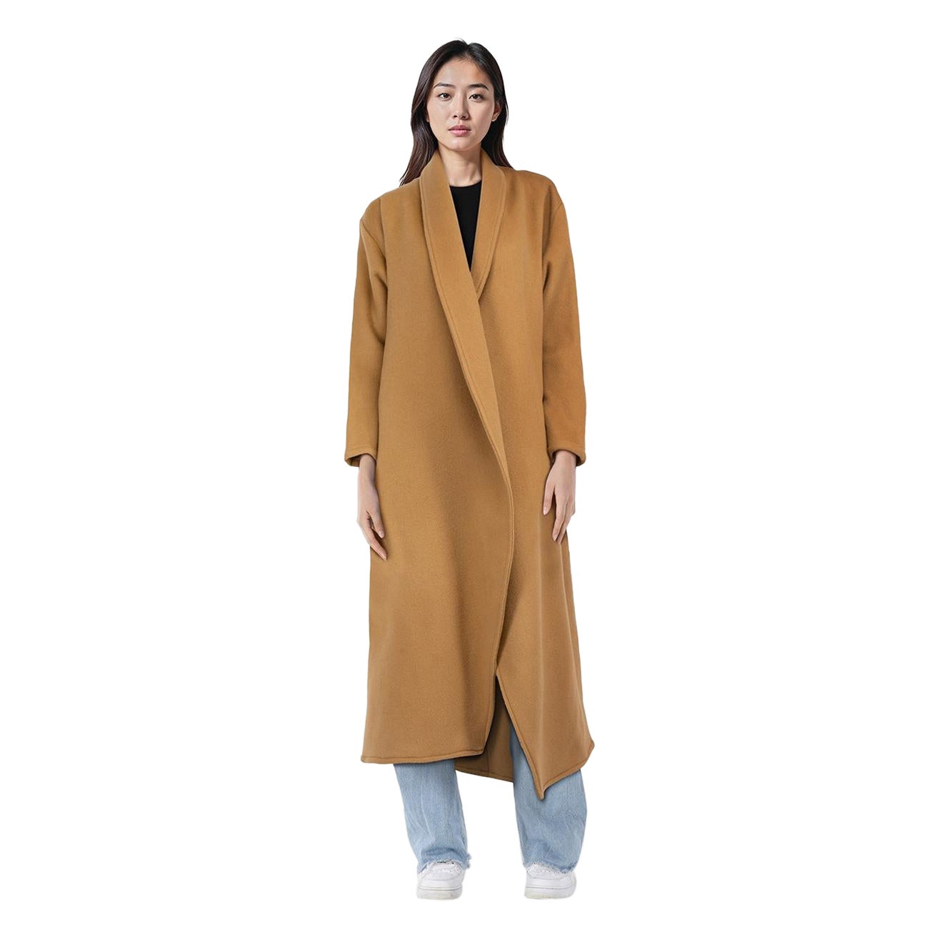 Datura Brown Open Front Long Coat Size L