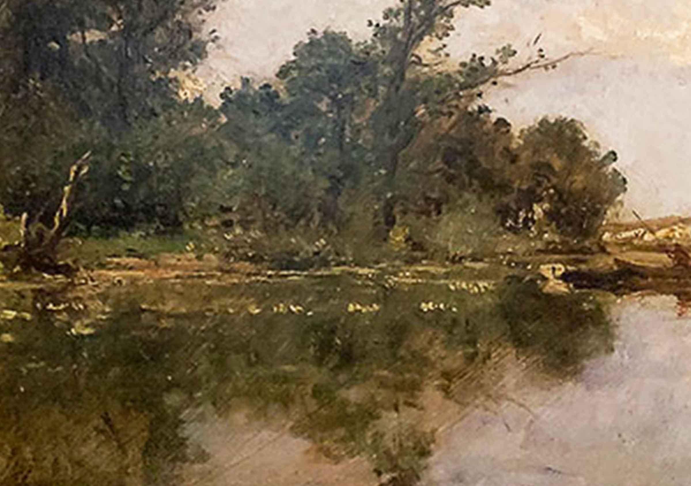 Panneau « The artist's boat workshop » (L'atelier de bateaux de l'artiste) Daubigny Karl (1846-1886) en vente 3