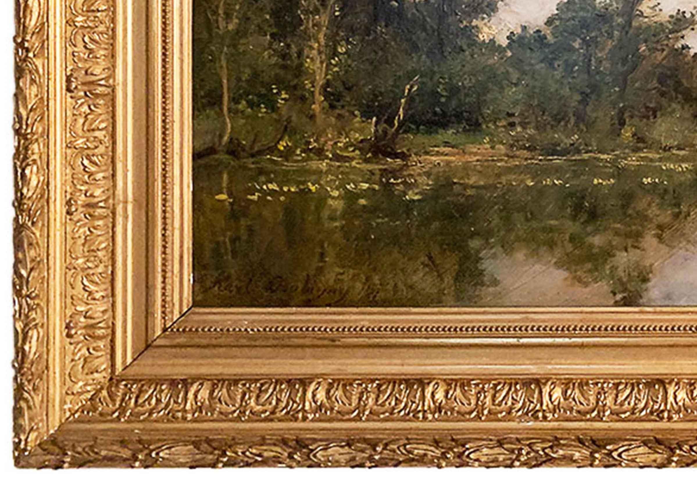 Panneau « The artist's boat workshop » (L'atelier de bateaux de l'artiste) Daubigny Karl (1846-1886) Bon état - En vente à EVREUX, FR