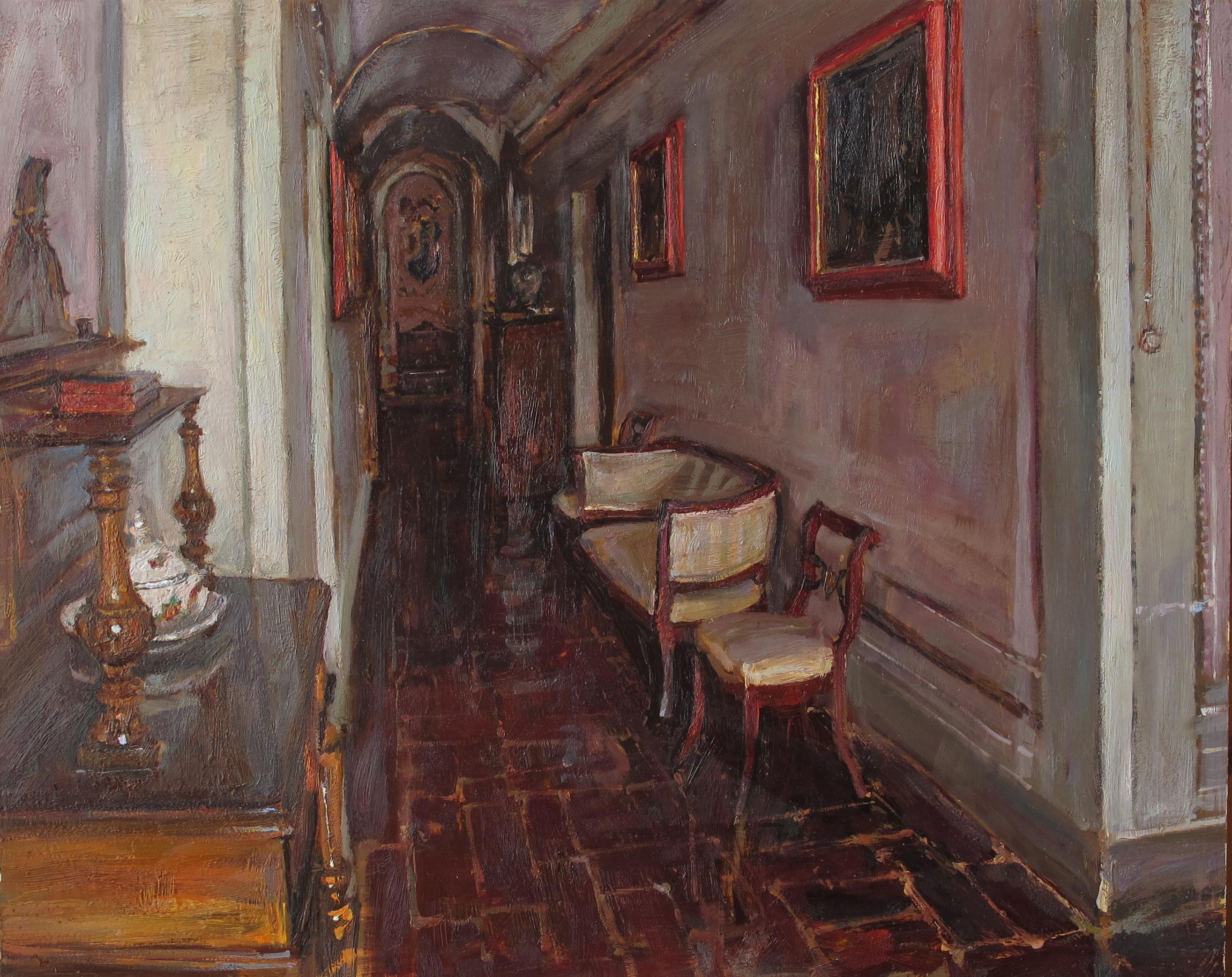 Figurative Painting Daud Akhriev - "Corridor, Montereggi" Peinture à l'huile