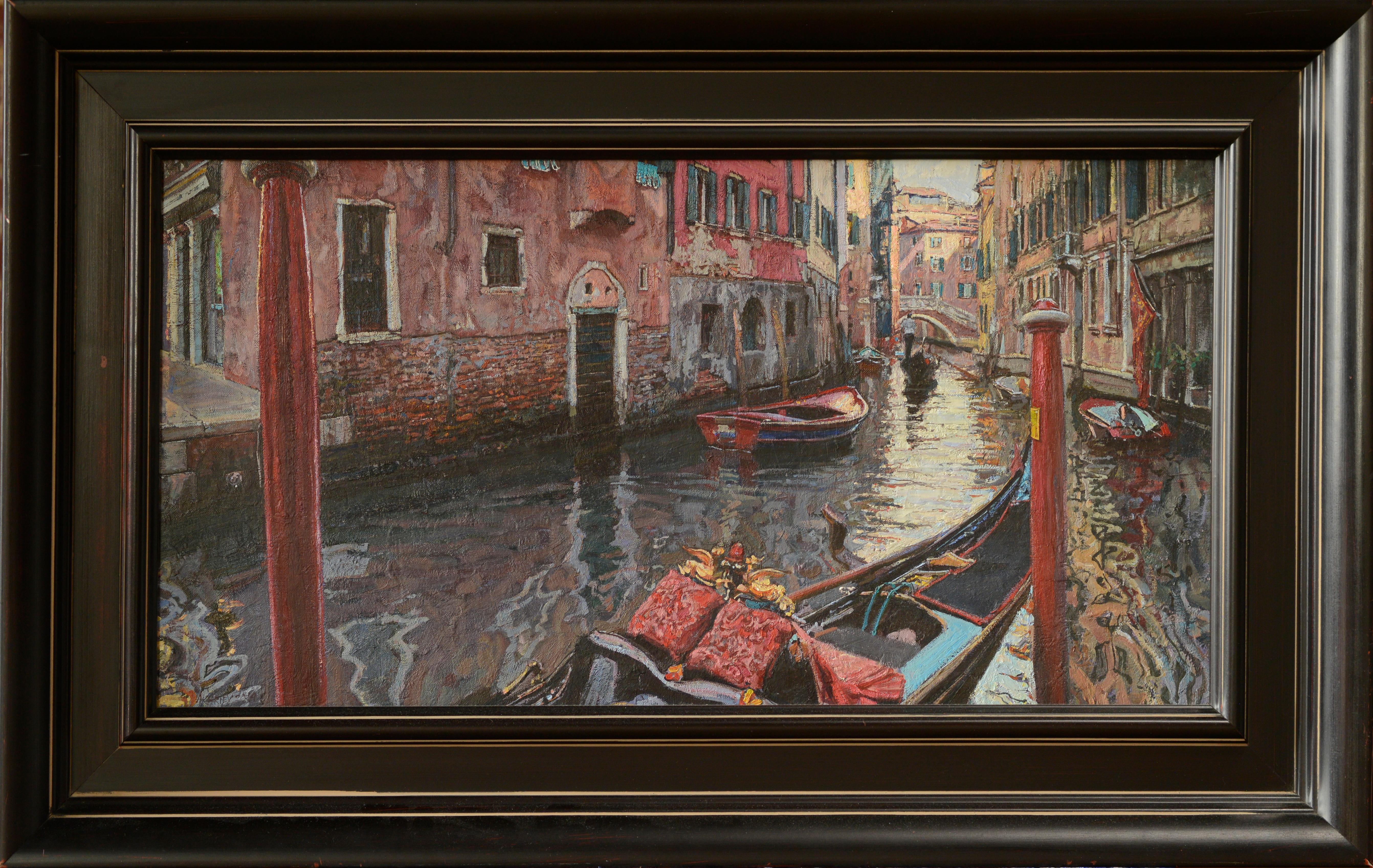 „Reds of Venice“ Ölgemälde – Painting von Daud Akhriev