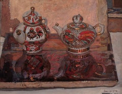 "Tea Party russo: I primi cugini" (2016) Di Daud Akhriev, Pittura a olio
