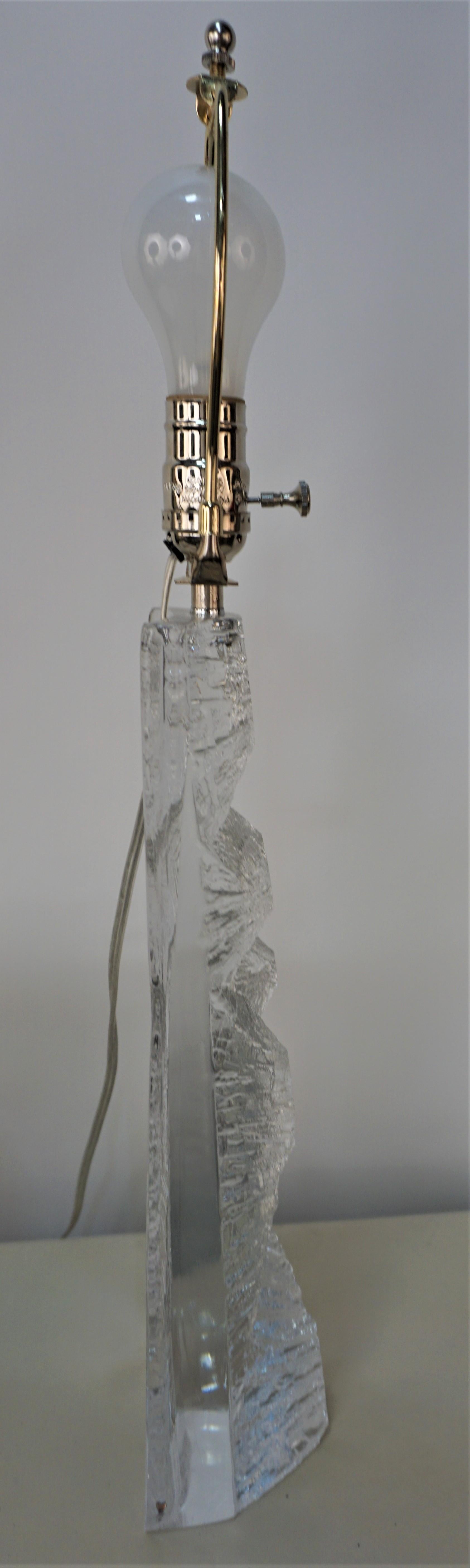 French Daum Abstract Design Crystal Table Lamp