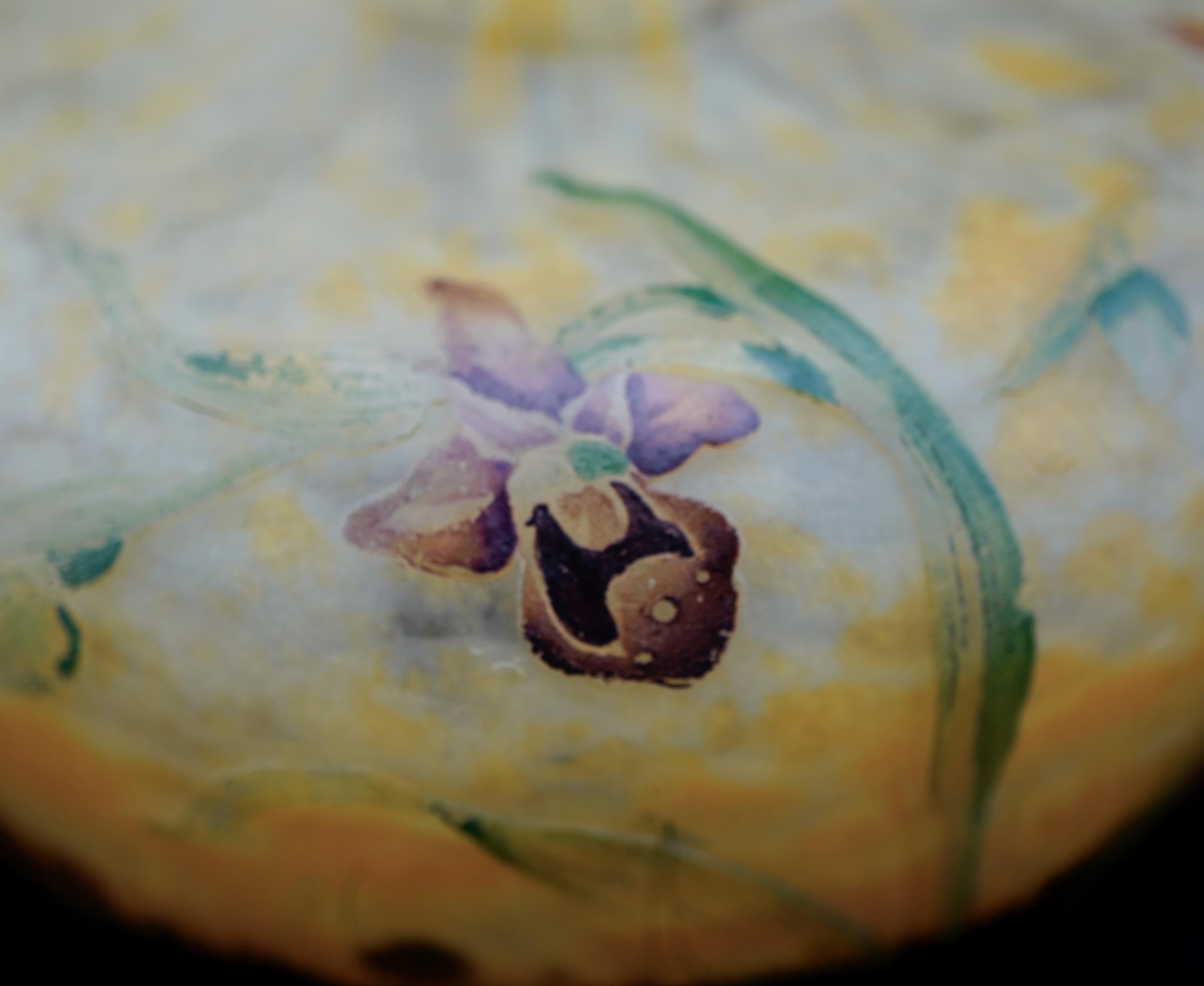 Daum Vase aus säuregeätztem Spinnenwebe und emaillierter Orchidee im Zustand „Gut“ im Angebot in Gainesville, FL