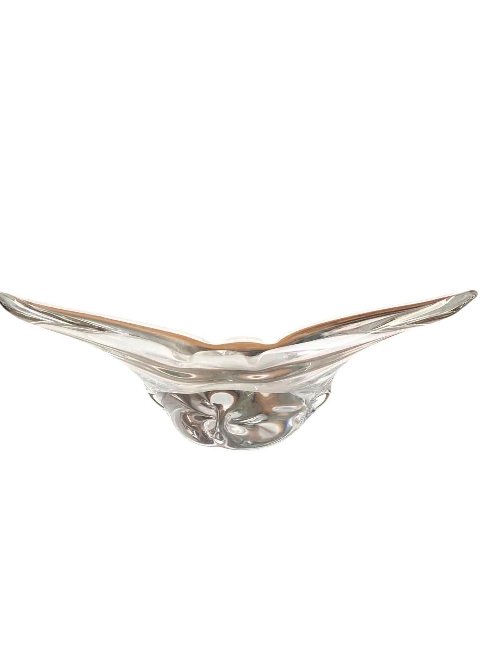 Mid-Century Modern Daum (after) - Sculptural crystal Bowl, Dish, Centerpiece or Vide-Poche - France For Sale