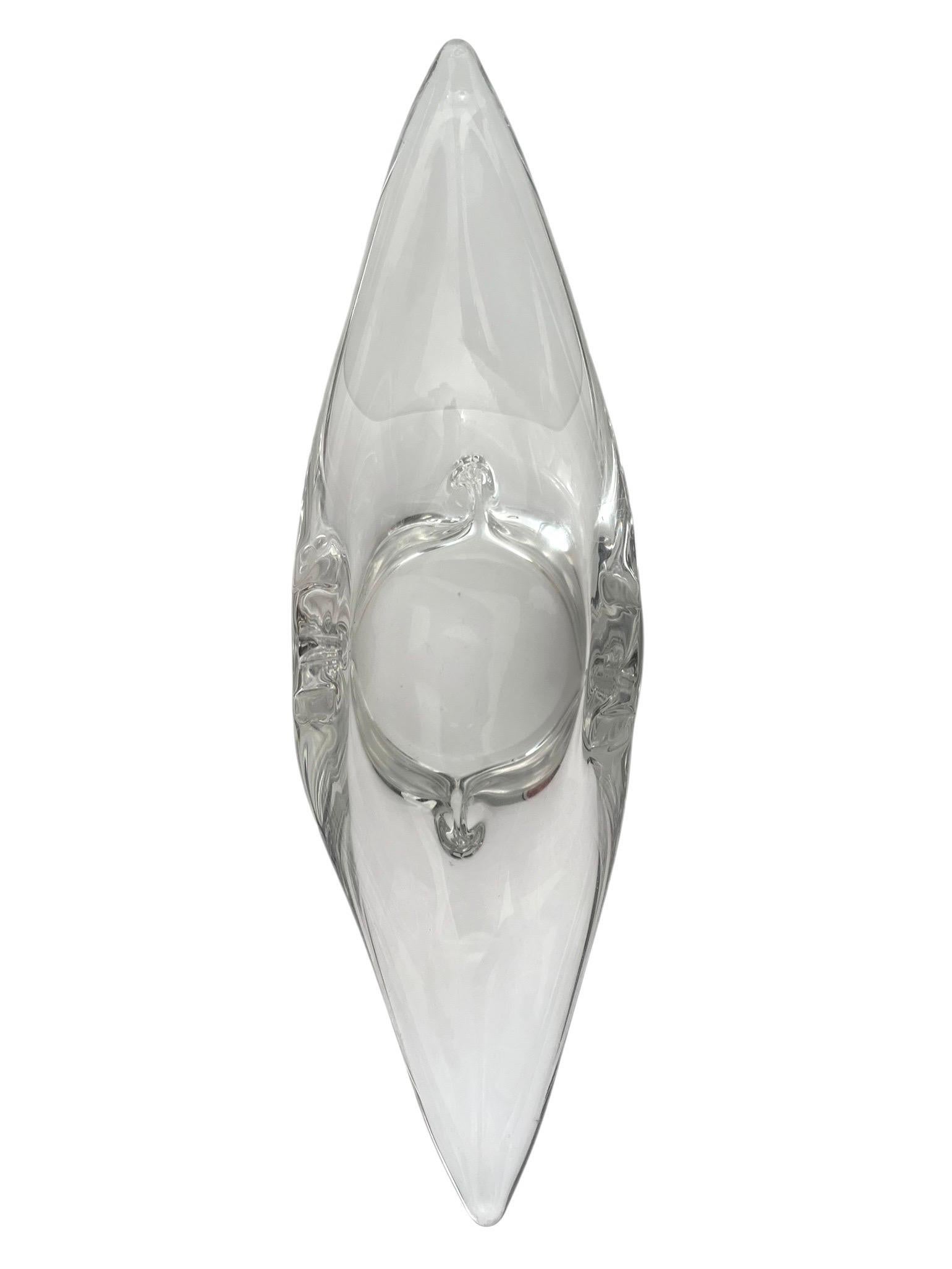 French Daum (after) - Sculptural crystal Bowl, Dish, Centerpiece or Vide-Poche - France For Sale