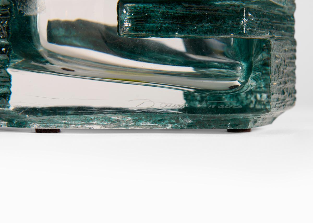 Daum, Agora Green Modernist Glass Ashtray, France, 1974 In Good Condition For Sale In New York, NY