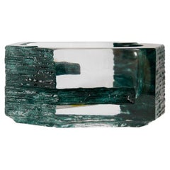 Daum, Agora Green Modernist Glass Ashtray, France, 1974