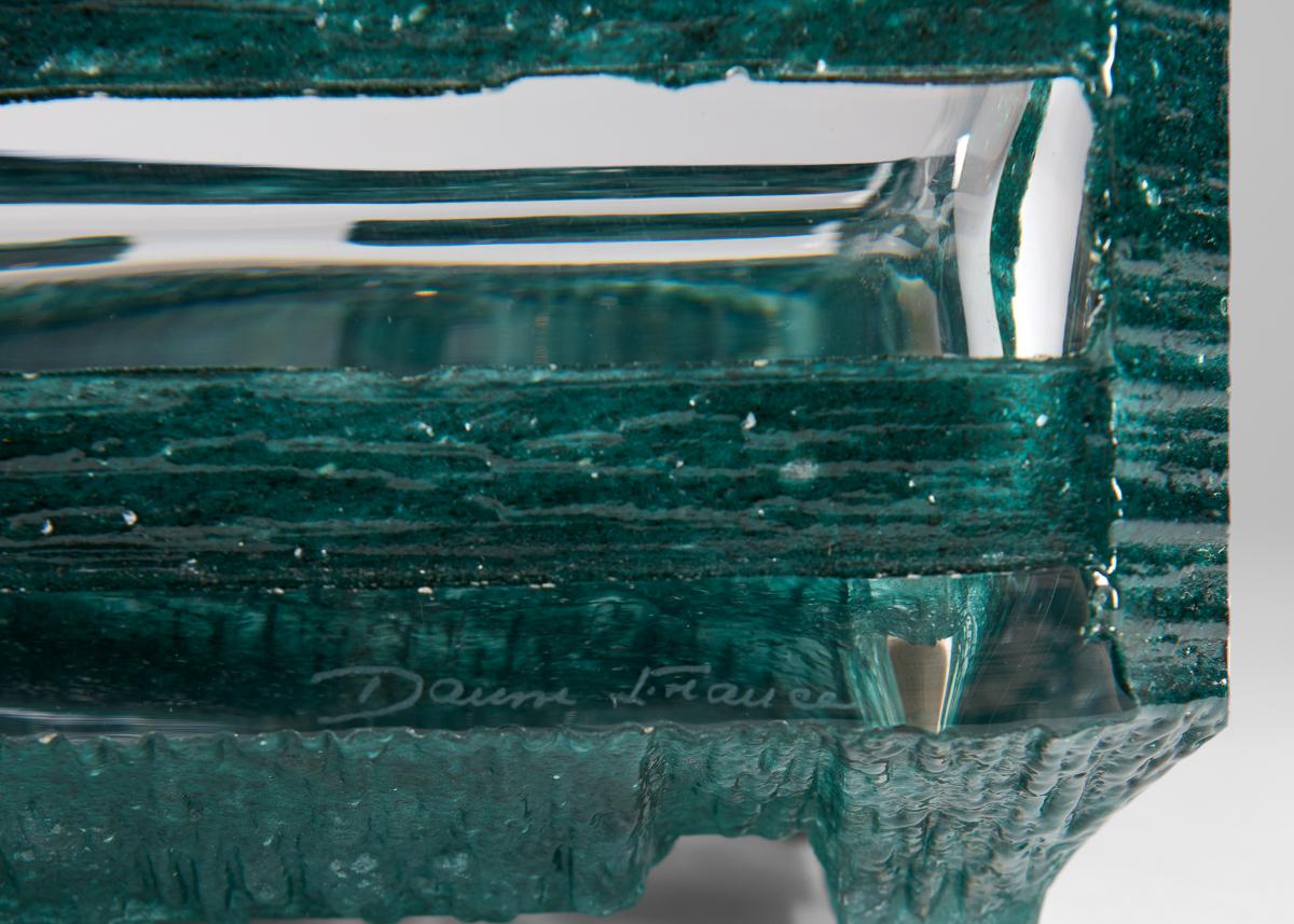 Daum, Agora Green Modernist Glass Vide-poche, Frankreich, 1974 im Zustand „Gut“ im Angebot in New York, NY