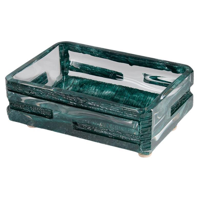 Daum, Agora Green Modernist Glass Vide-poche, France, 1974