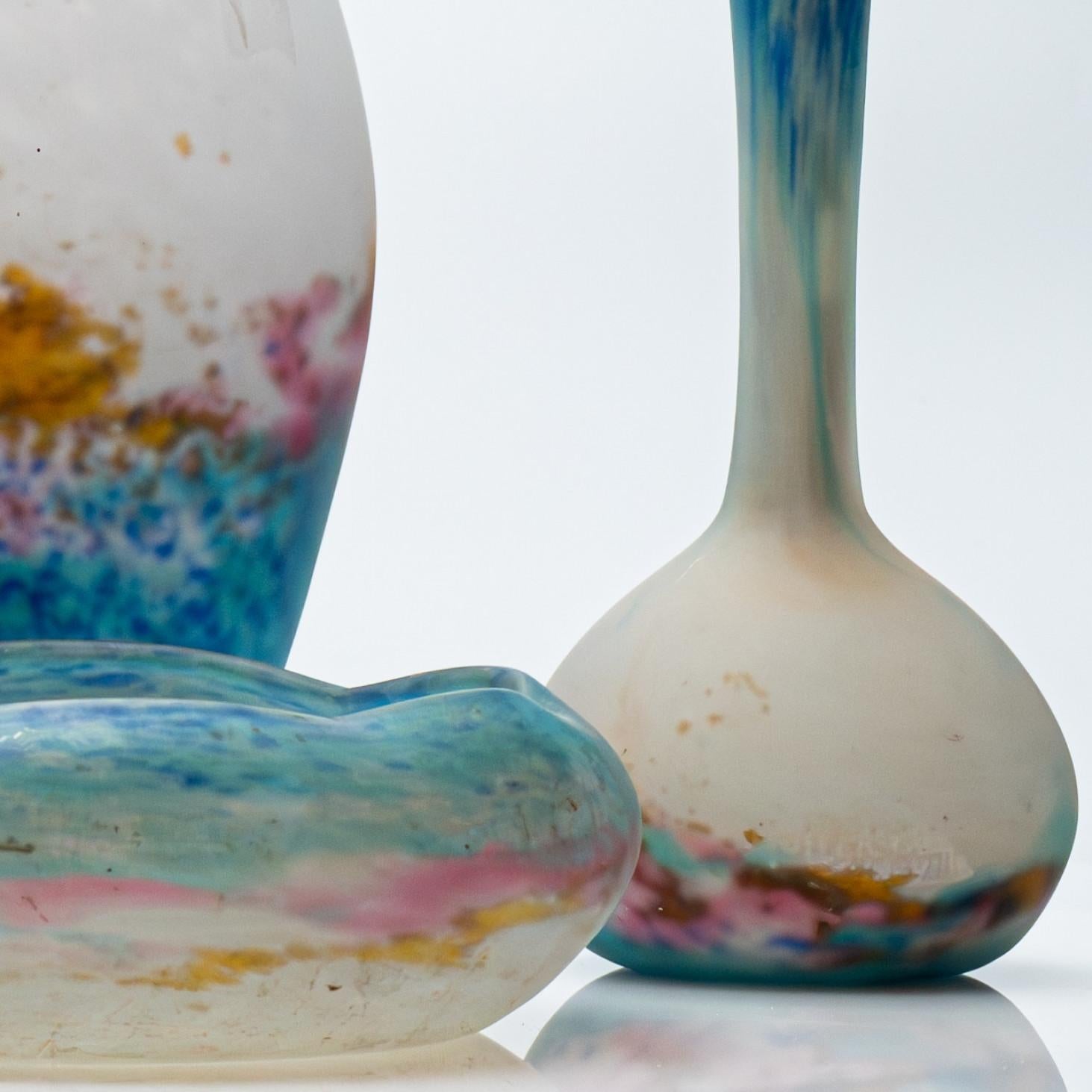 Metà XX secolo I. Muller Firmato, Set di 5 vasi in Pâte de verre, Francia, 1930 in vendita