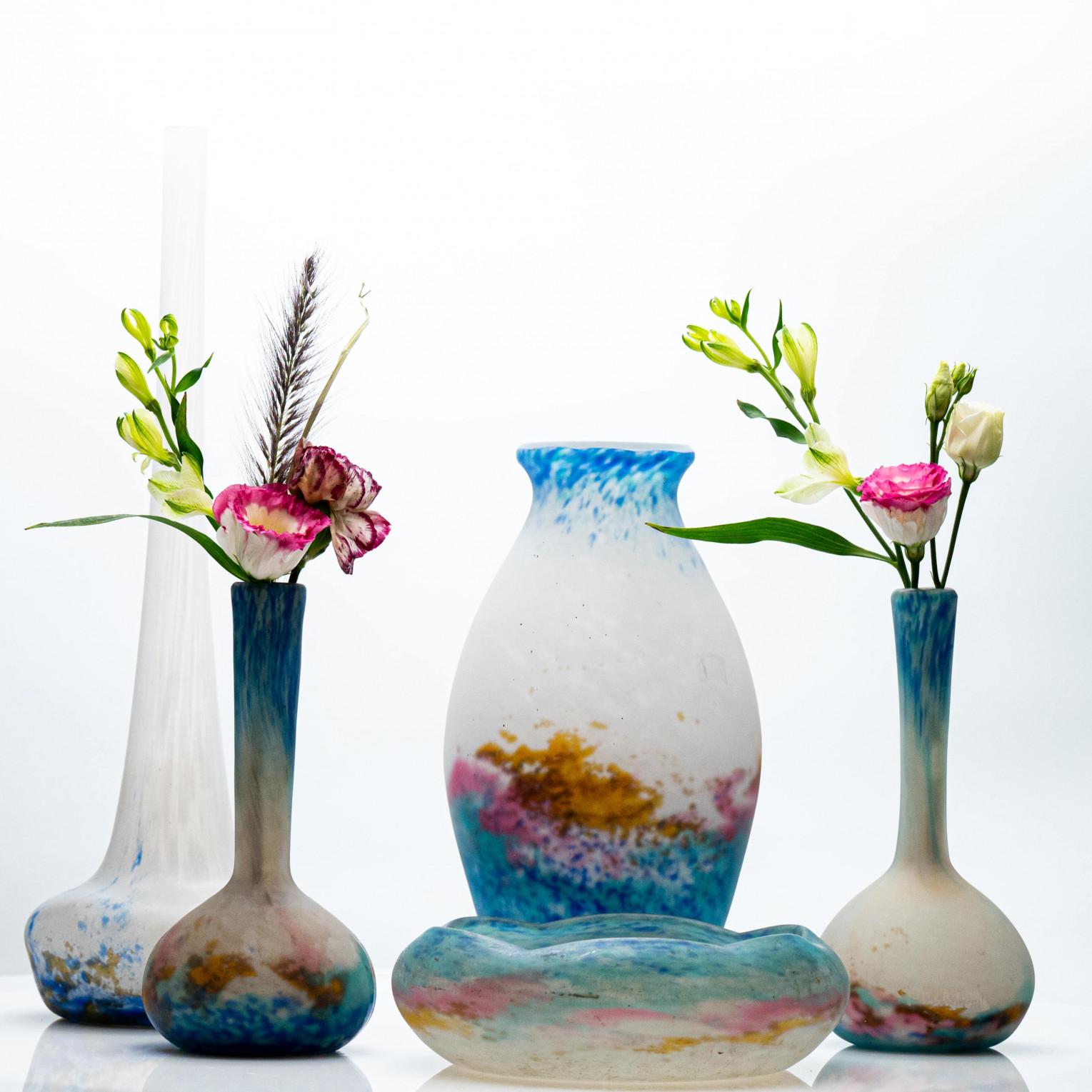 I. Muller Firmato, Set di 5 vasi in Pâte de verre, Francia, 1930 in vendita 1