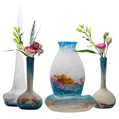 Daum and Muller Signed, Set of 5 vases in Pâte de verre, France, 1930