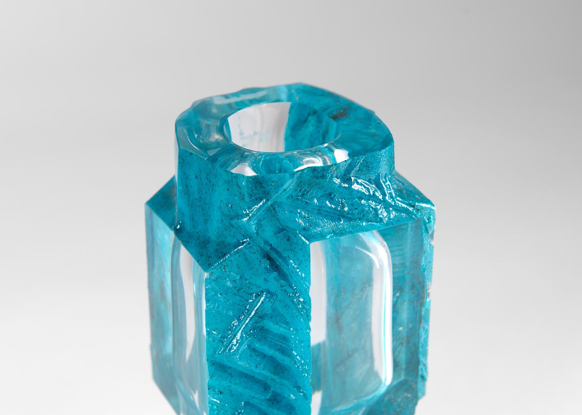 Français Daum, Greene & Greene, Vase en verre vert, France, 1974 en vente