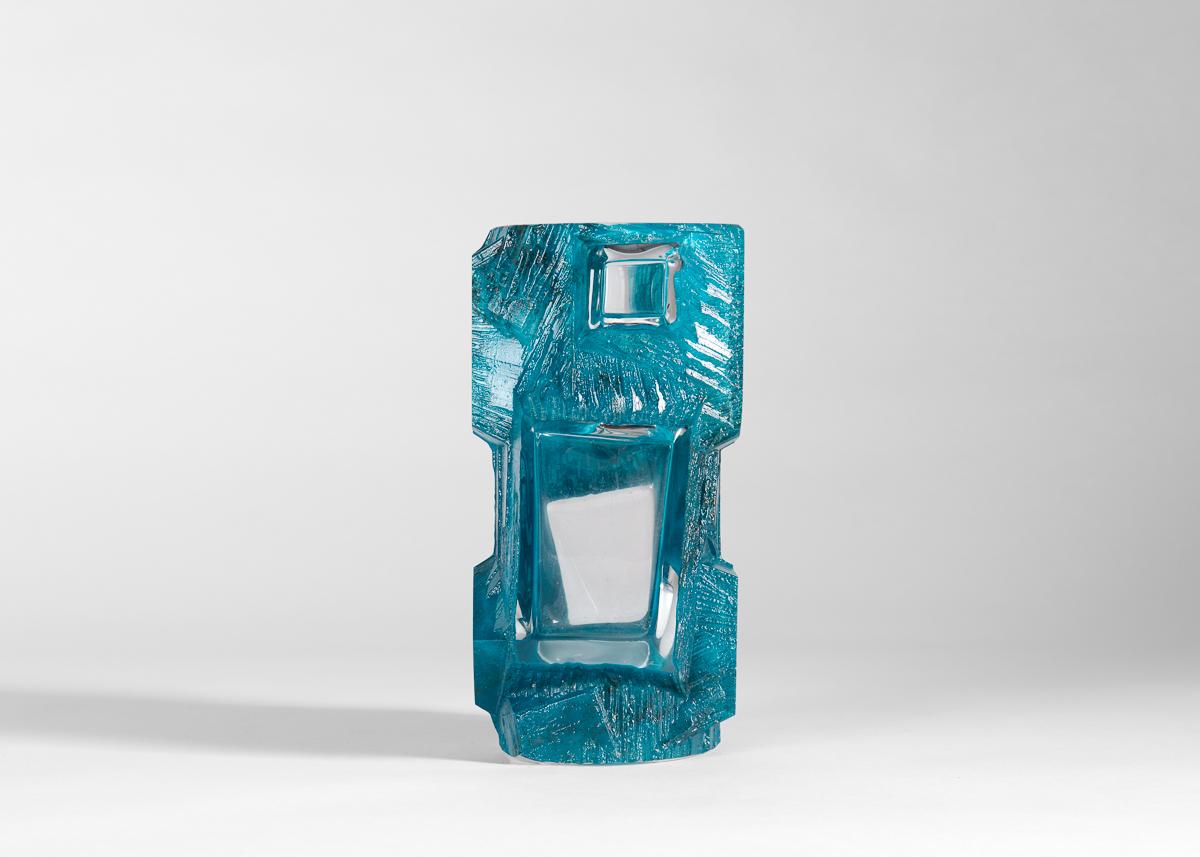 Français Daum, Greene & Greene, Vase en verre moderniste vert, France, 1974 en vente